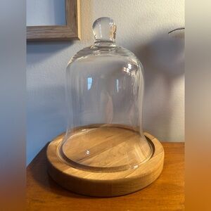 GLASS FRENCH CLOCHE 6 INCH with wooden base